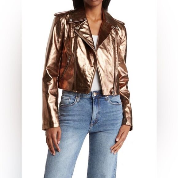 Avec Les Filles Jackets & Blazers - Avec Les Filles City Moto Bronze Biker Jacket. Faux leather. Small. New w/ tags